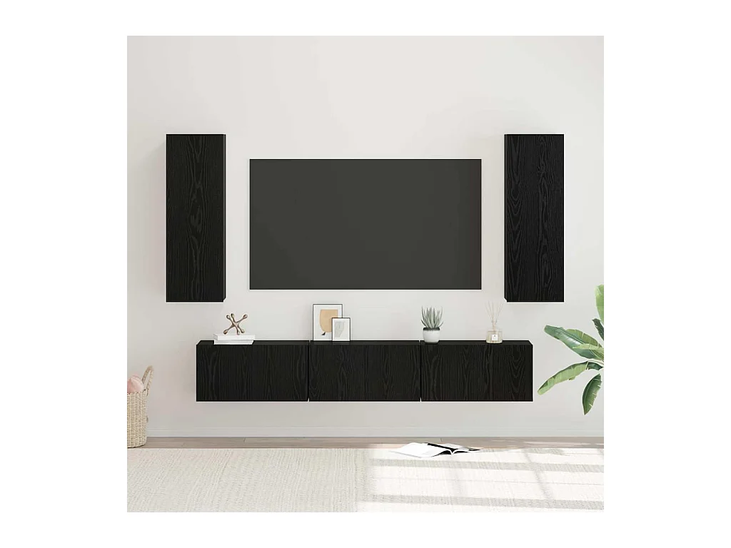 Ensemble meuble TV 5 pièces Chêne noir Moyen 30,5 x 30 x 90 cm