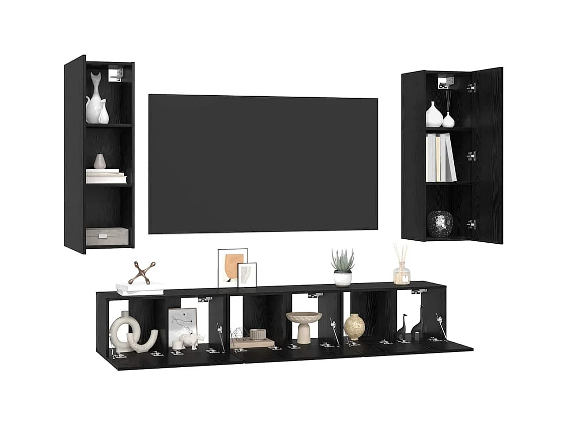 Ensemble meuble TV 5 pièces Chêne noir Moyen 30,5 x 30 x 90 cm