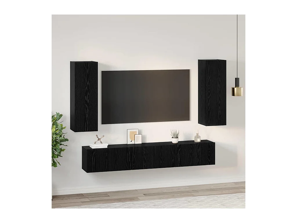 Ensemble meuble TV 5 pièces Chêne noir Moyen 30,5 x 30 x 90 cm