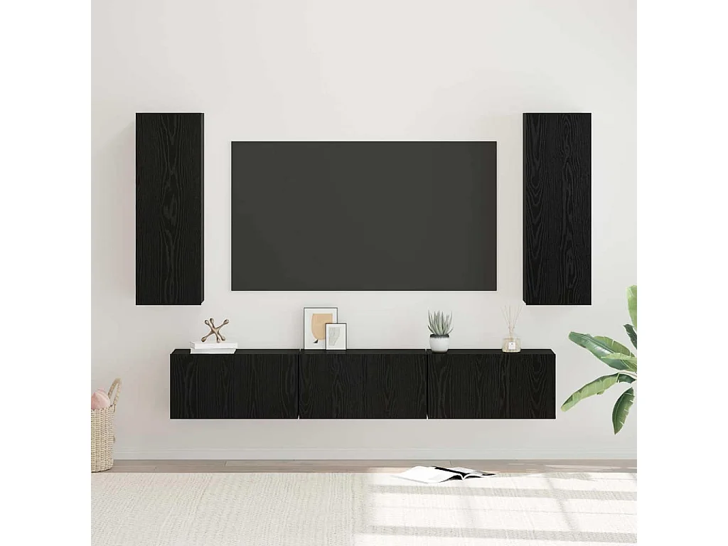 Ensemble meuble TV 5 pièces Chêne noir Moyen 30,5 x 30 x 90 cm