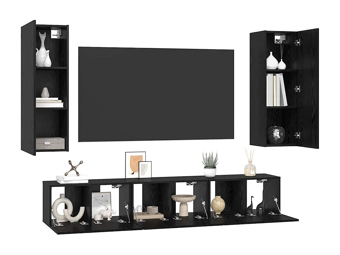 Ensemble meuble TV 5 pièces Chêne noir Moyen 30,5 x 30 x 90 cm