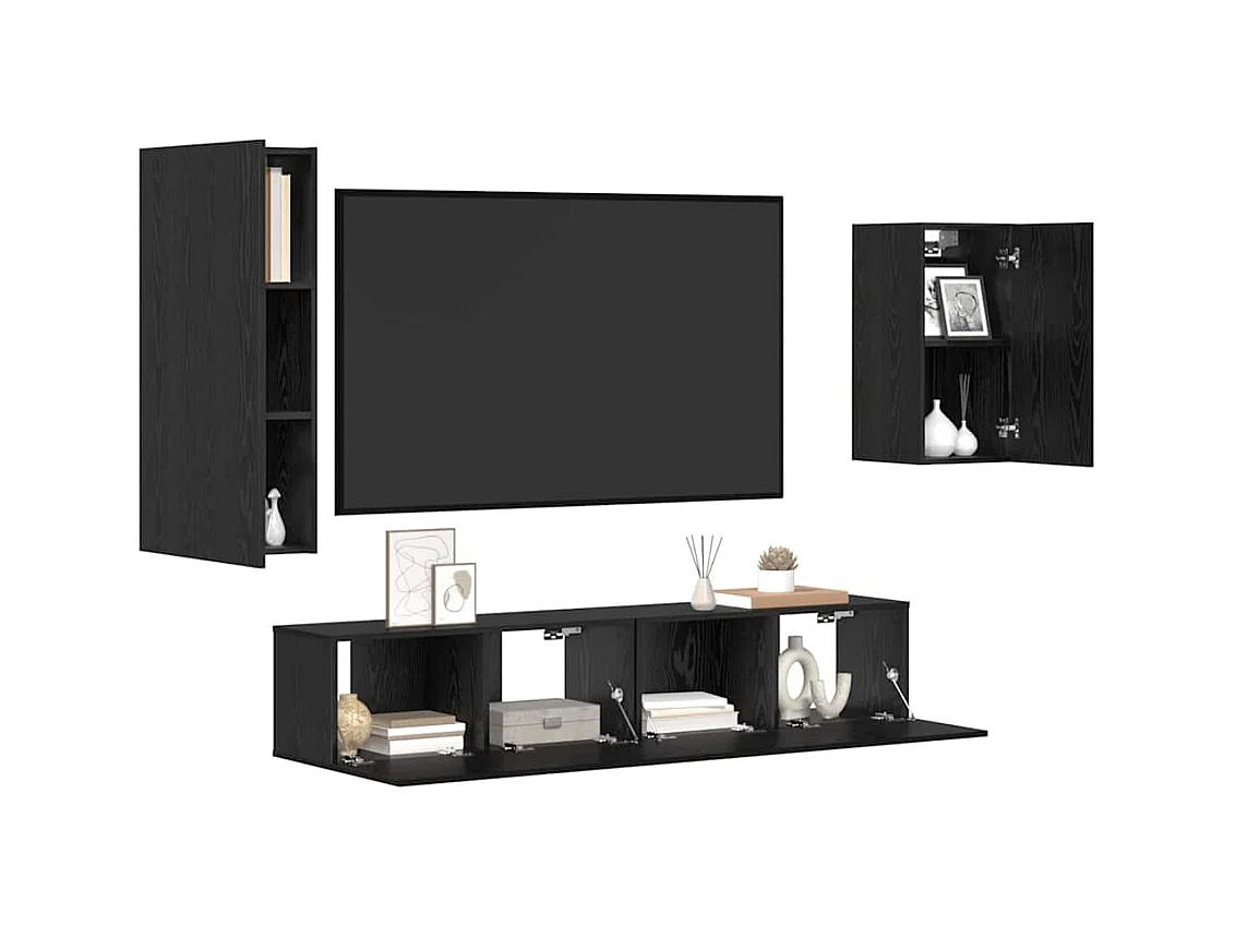 Ensemble meuble TV 4 pièces Chêne noir 30,5 x 30 x 90 cm