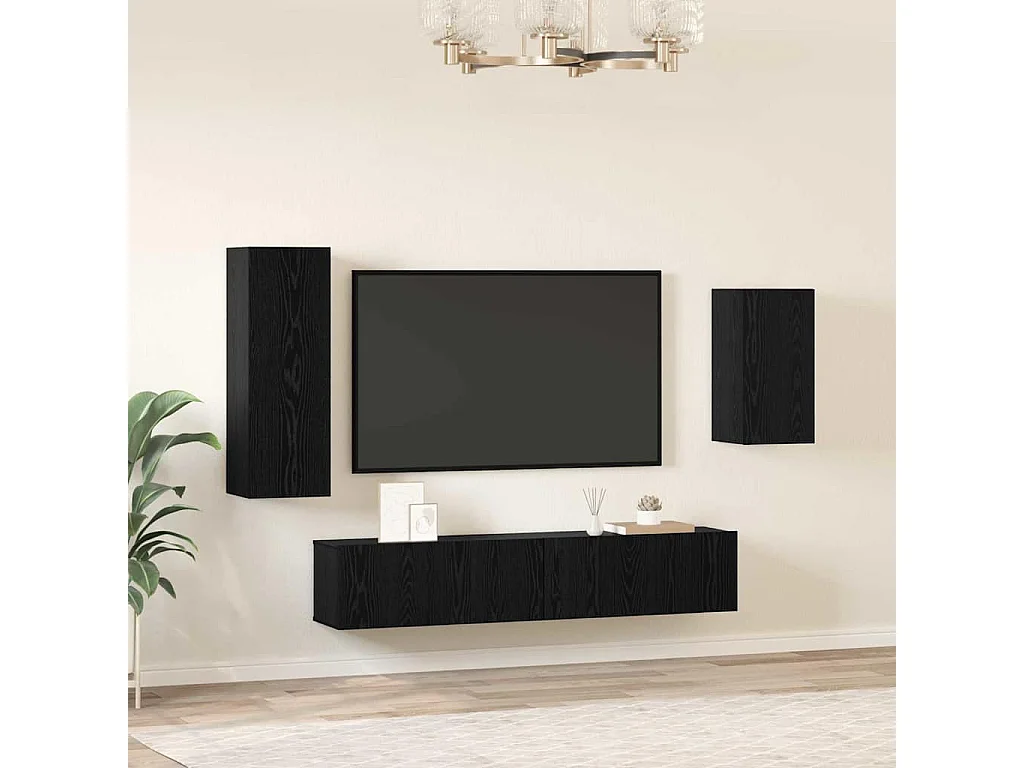 Ensemble meuble TV 4 pièces Chêne noir 30,5 x 30 x 90 cm