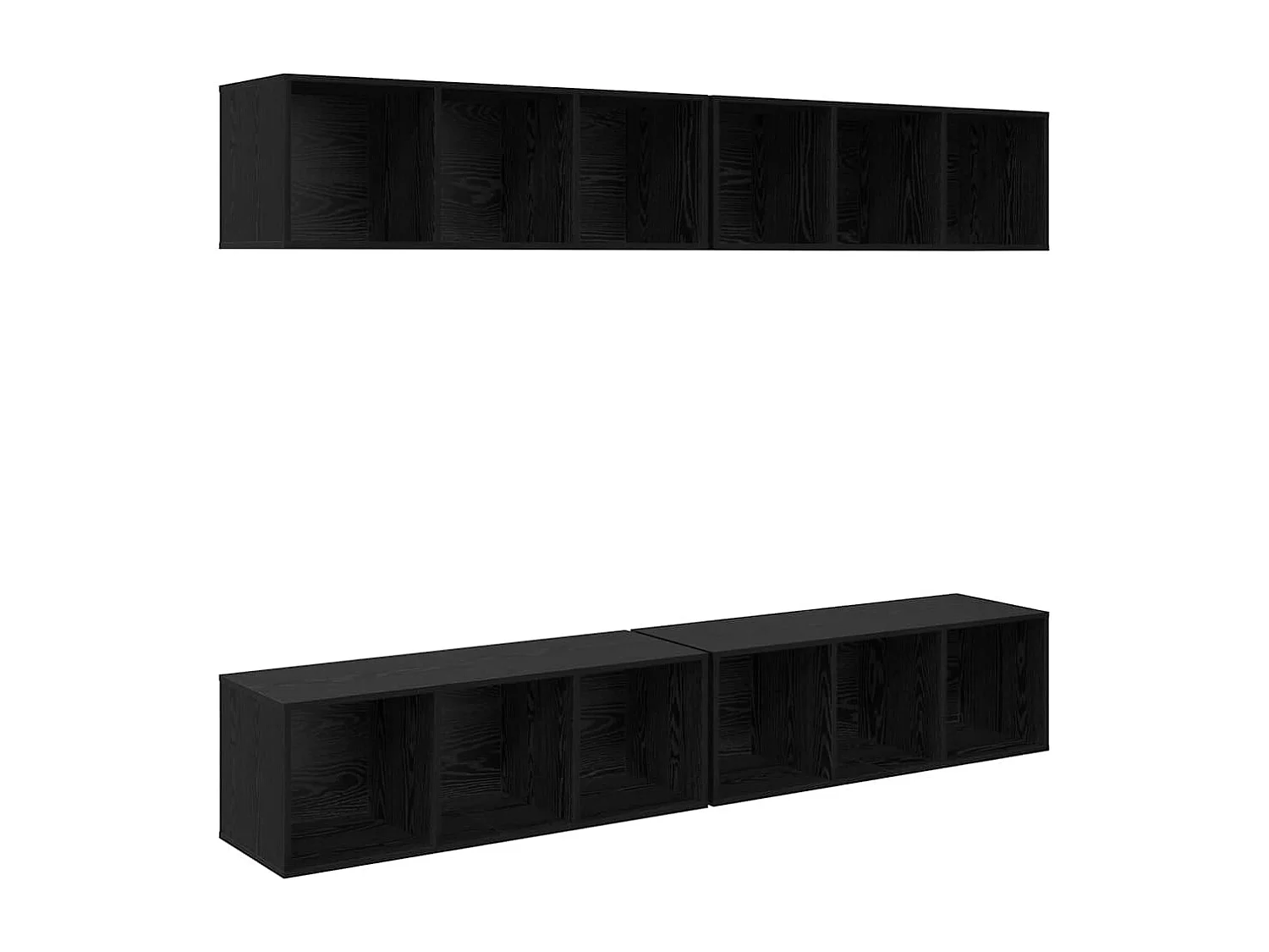 Meuble TV mural 4 pièces Chêne noir 37 x 37 x 107,5 cm