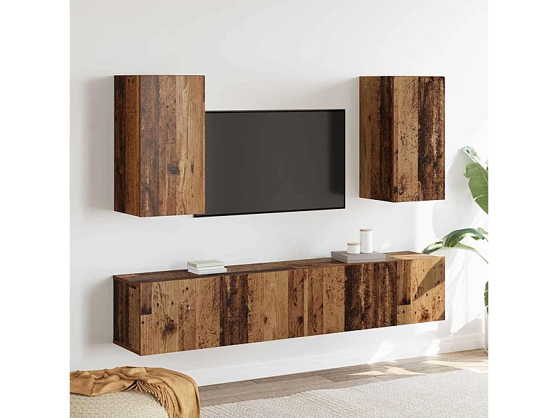 Ensemble meuble TV 4 pièces Bois ancien 80 x 30 x 30 cm