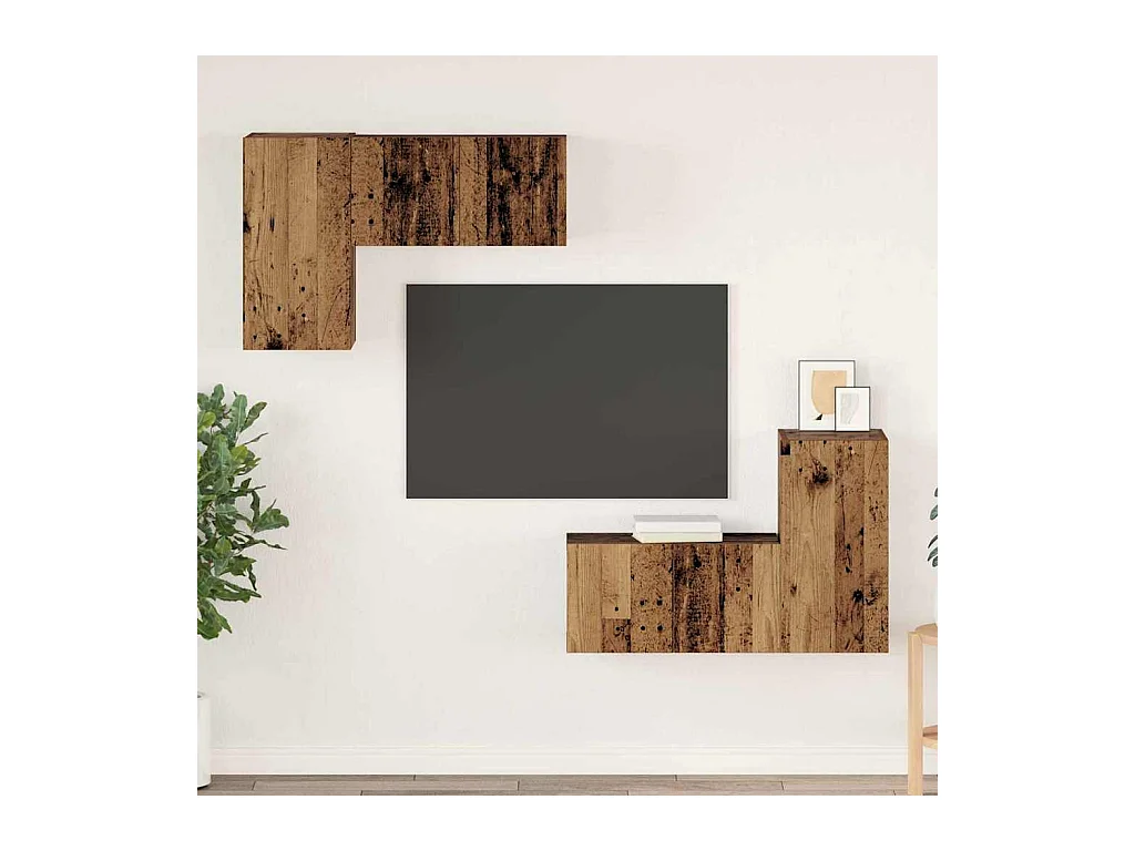 Ensemble meuble TV 4 pièces Bois ancien 60 x 30 x 30 cm