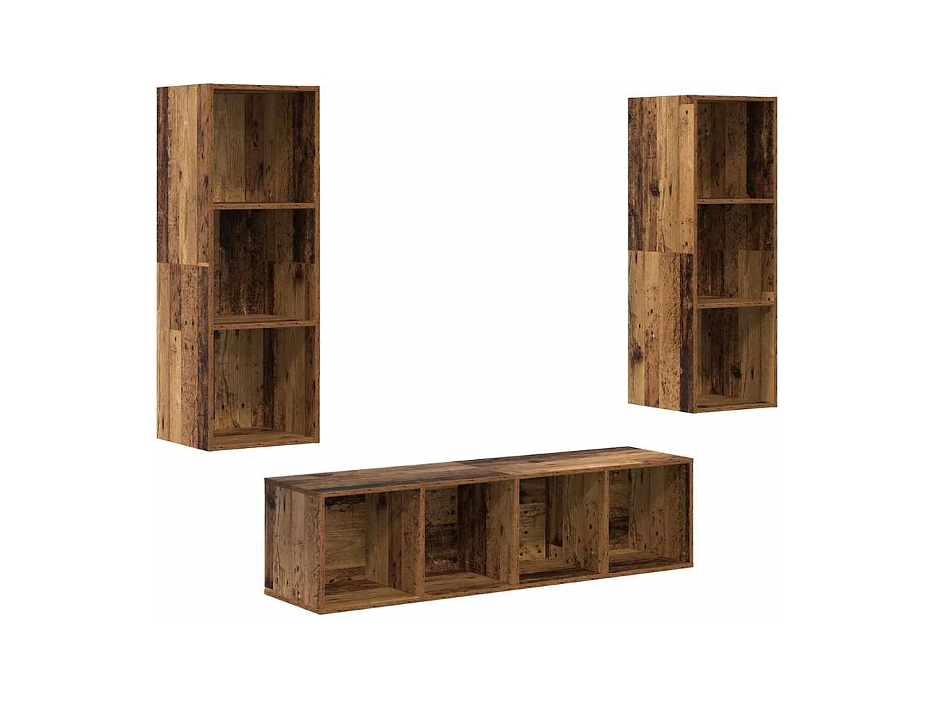 Ensemble de meubles TV 3 pièces Bois ancien 37 x 37 x 142.5 cm