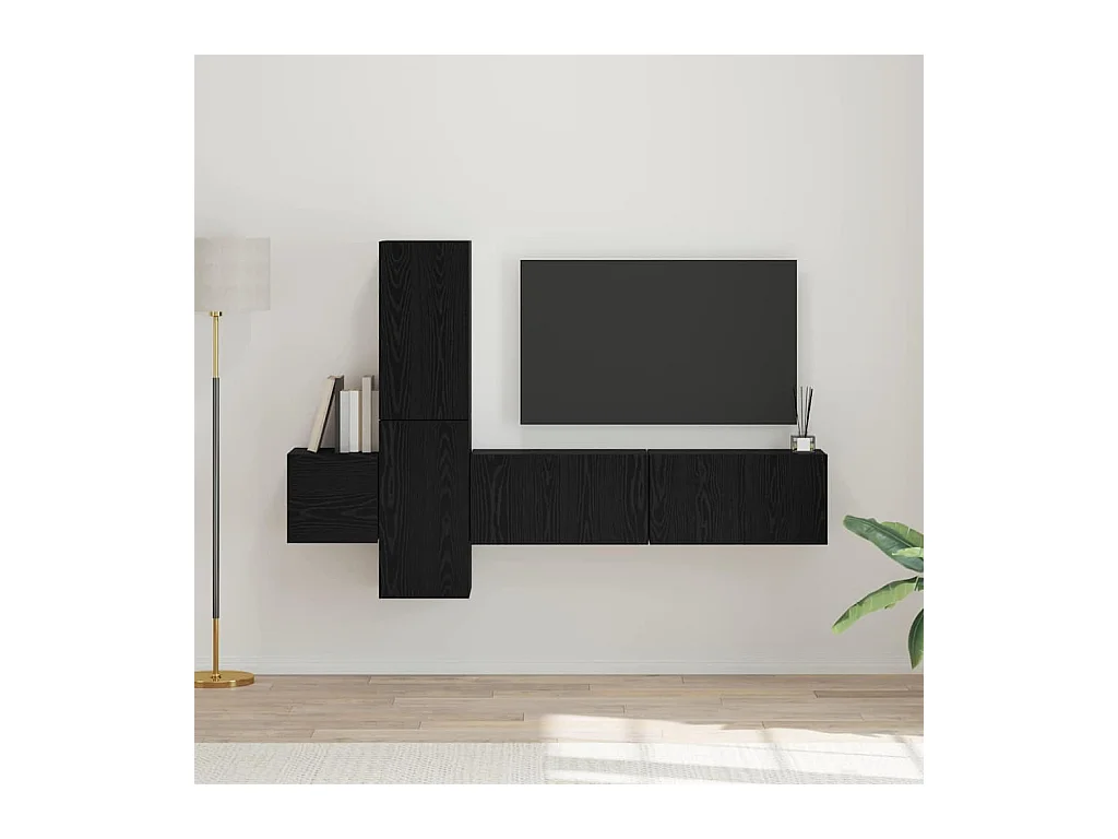 Ensemble meuble TV 5 pièces Chêne noir 181 x 30 x 120 cm