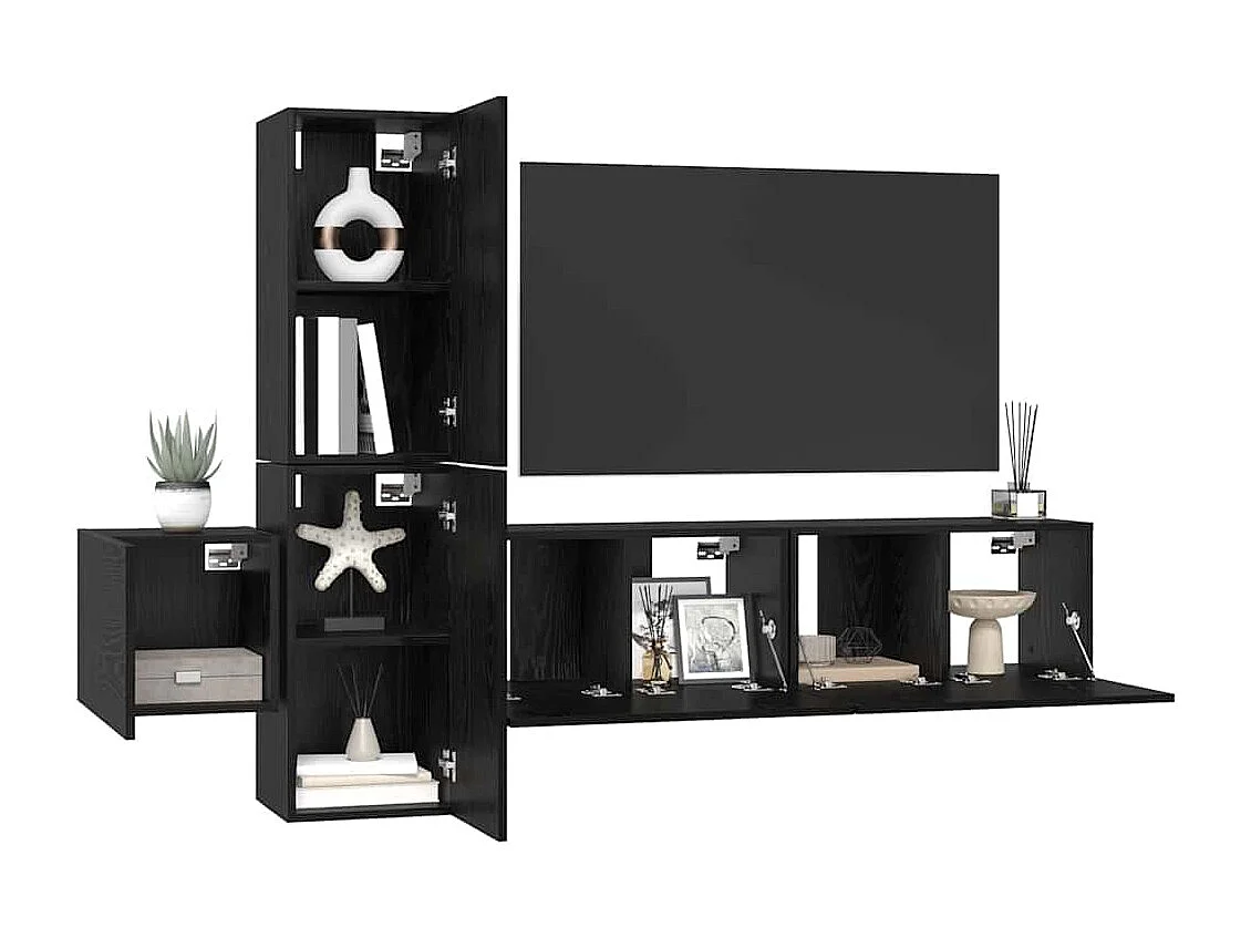 Ensemble meuble TV 5 pièces Chêne noir 181 x 30 x 120 cm