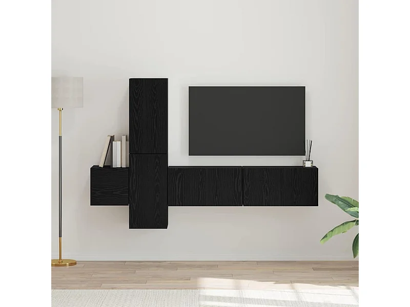 Ensemble meuble TV 5 pièces Chêne noir 181 x 30 x 120 cm