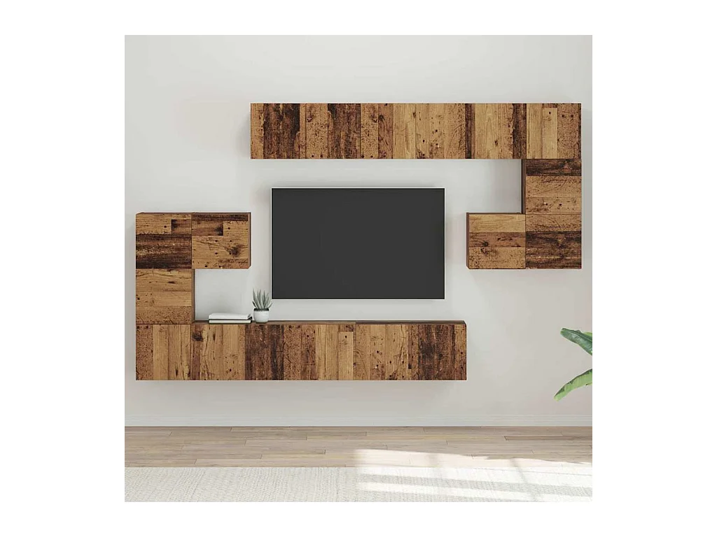 Ensemble meuble TV 10 pièces Bois ancien 60 x 30 x 30 cm