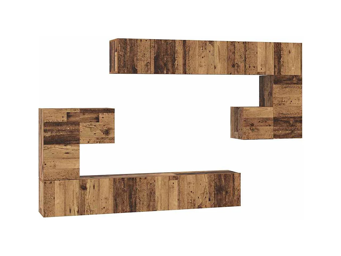 Ensemble meuble TV 10 pièces Bois ancien 60 x 30 x 30 cm