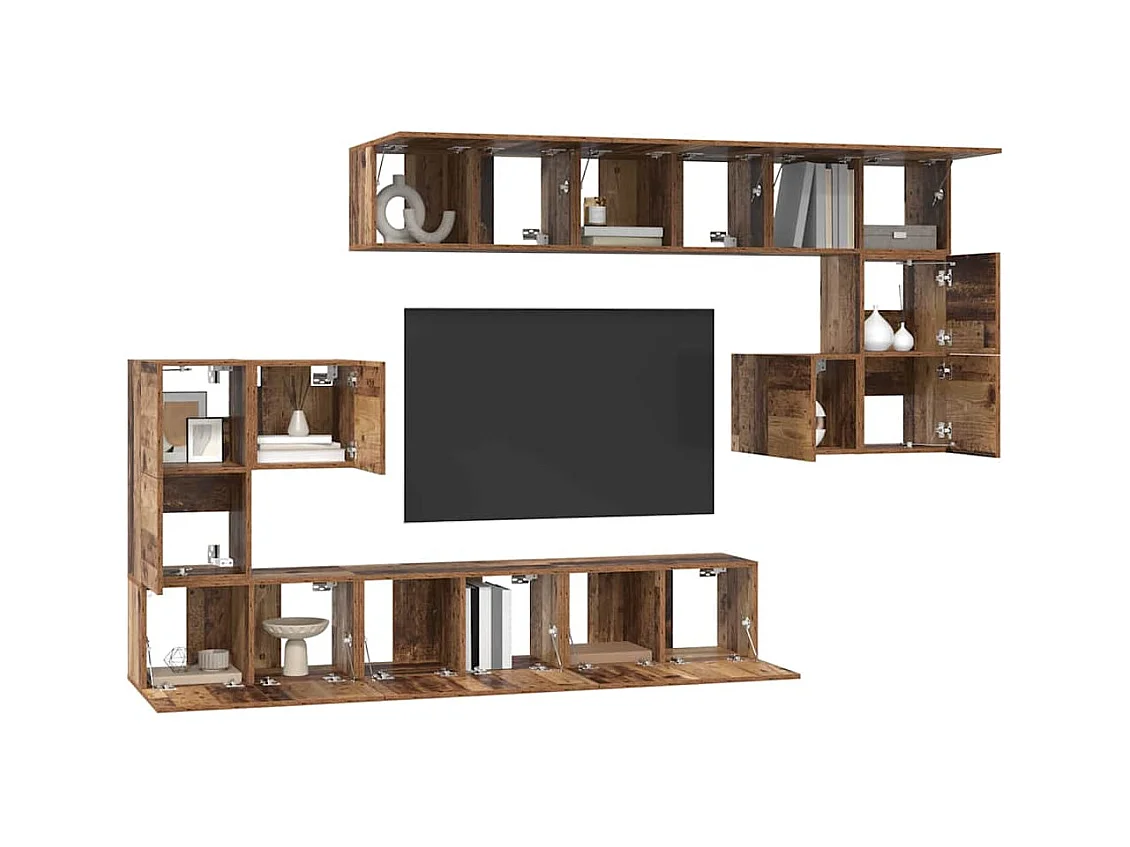 Ensemble meuble TV 10 pièces Bois ancien 60 x 30 x 30 cm