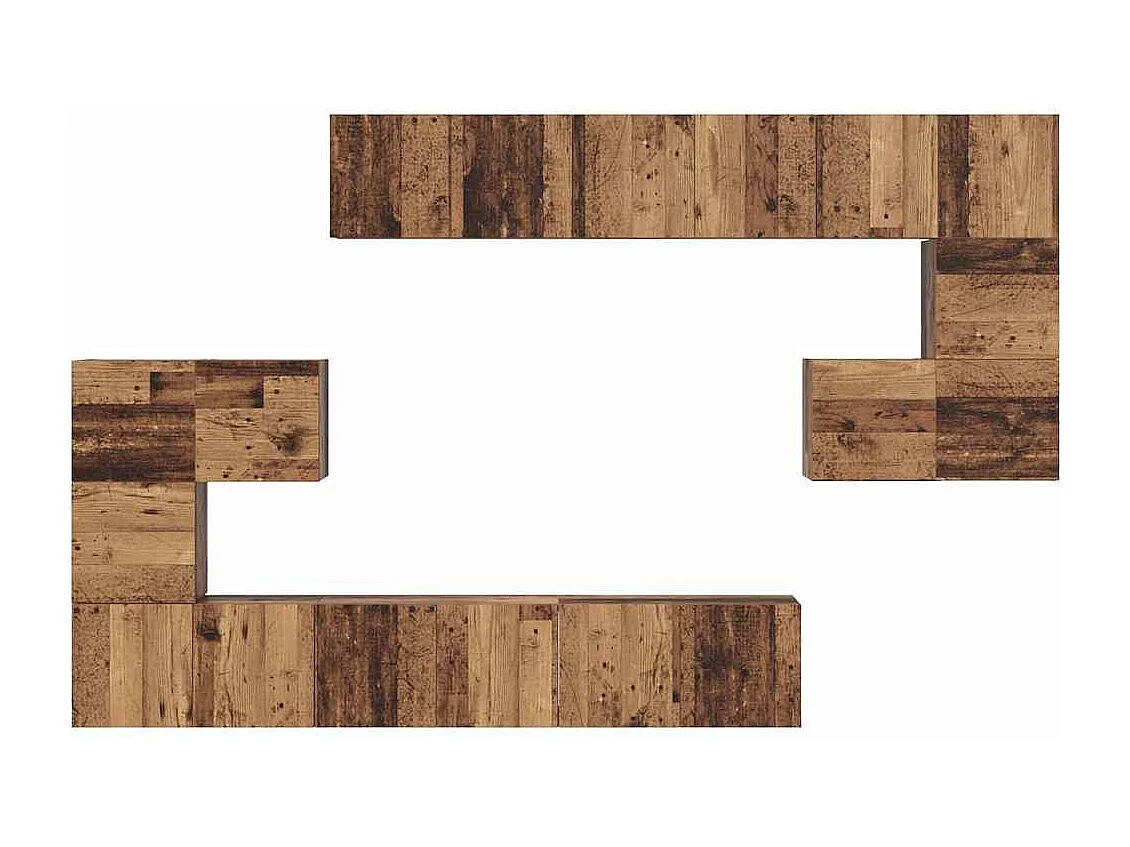 Ensemble meuble TV 10 pièces Bois ancien 60 x 30 x 30 cm