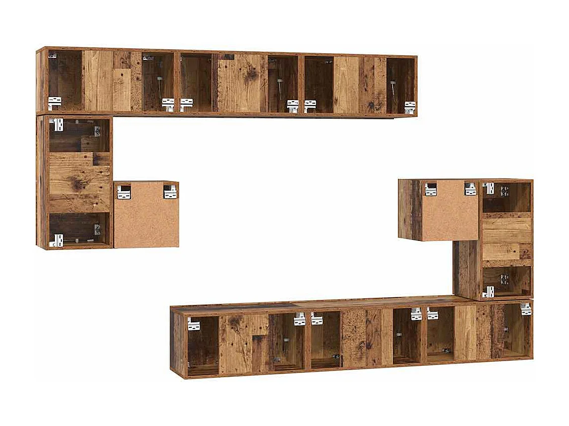 Ensemble meuble TV 10 pièces Bois ancien 60 x 30 x 30 cm