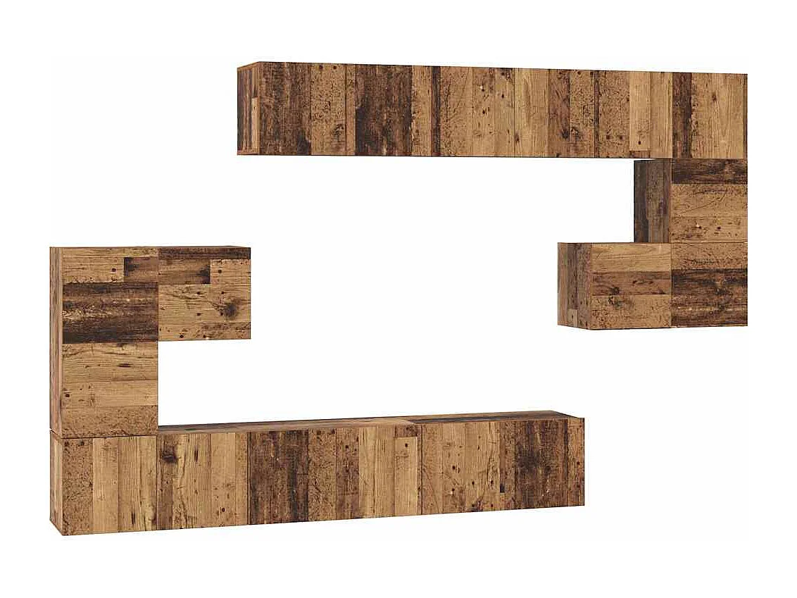 Conjunto de móvel de TV 10 peças Madeira antiga 60 x 30 x 30 cm