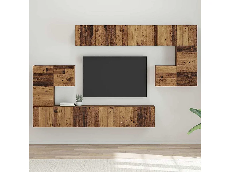 Conjunto de móvel de TV 10 peças Madeira antiga 60 x 30 x 30 cm