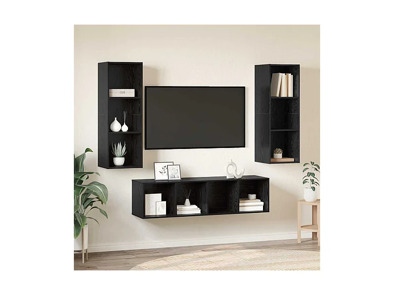 Ensemble de meubles TV 3 pièces Chêne noir 37 x 37 x 142.5 cm