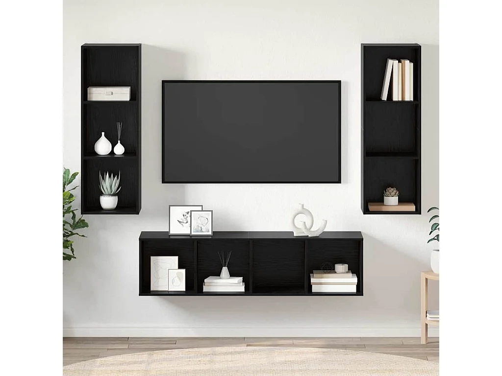Ensemble de meubles TV 3 pièces Chêne noir 37 x 37 x 142.5 cm