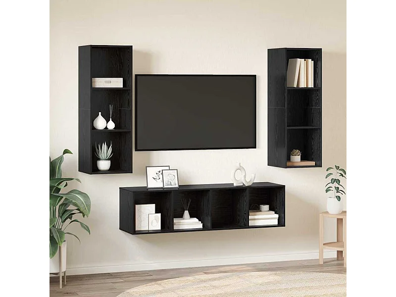 Ensemble de meubles TV 3 pièces Chêne noir 37 x 37 x 142.5 cm
