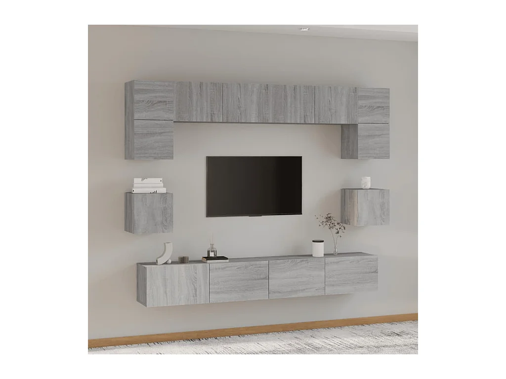 Ensemble de meubles TV 8 pièces Sonoma gris Bois d'ingénierie
