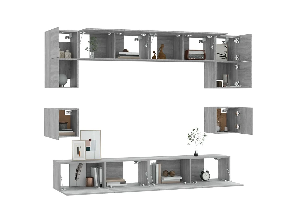 Ensemble de meubles TV 8 pièces Sonoma gris Bois d'ingénierie