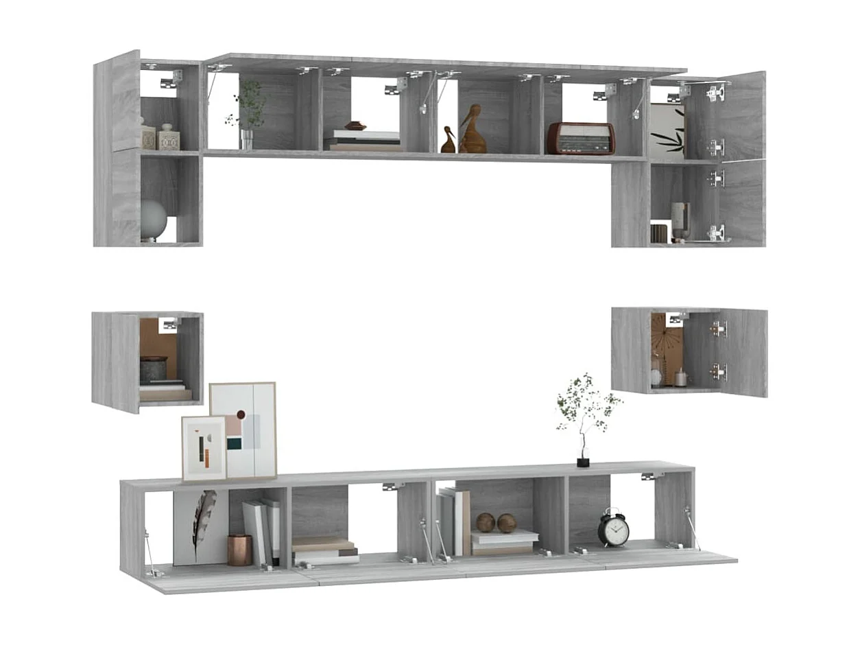 Ensemble de meubles TV 8 pièces Sonoma gris Bois d'ingénierie