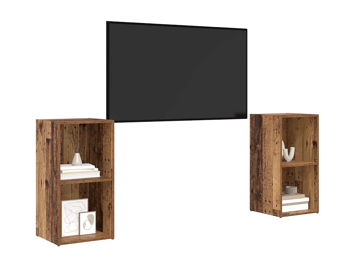 Conjunto de móvel de TV 2 peças Madeira antiga 72 x 35 x 36.5 cm