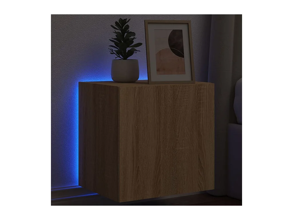 Meuble TV mural avec lumières LED chêne sonoma 40,5x35x40 cm