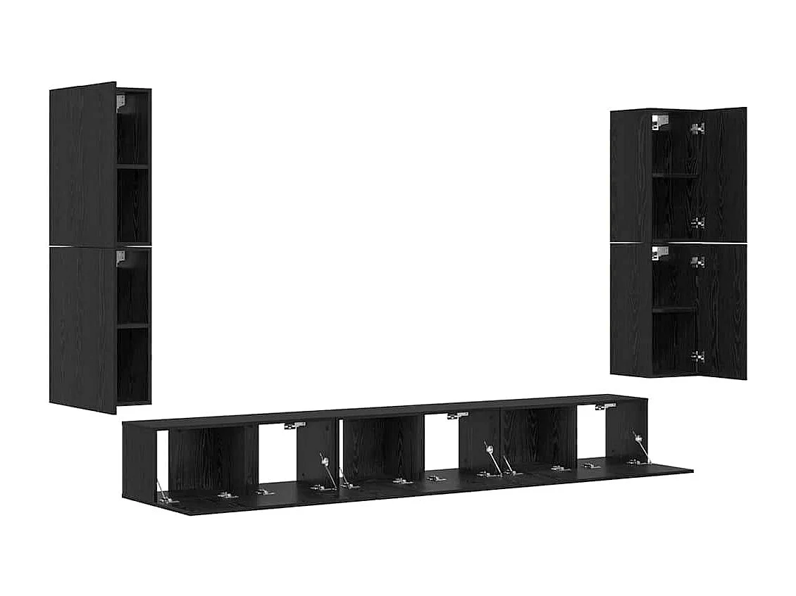 Ensemble meuble TV 5 pièces Chêne noir Bois d'ingénierie