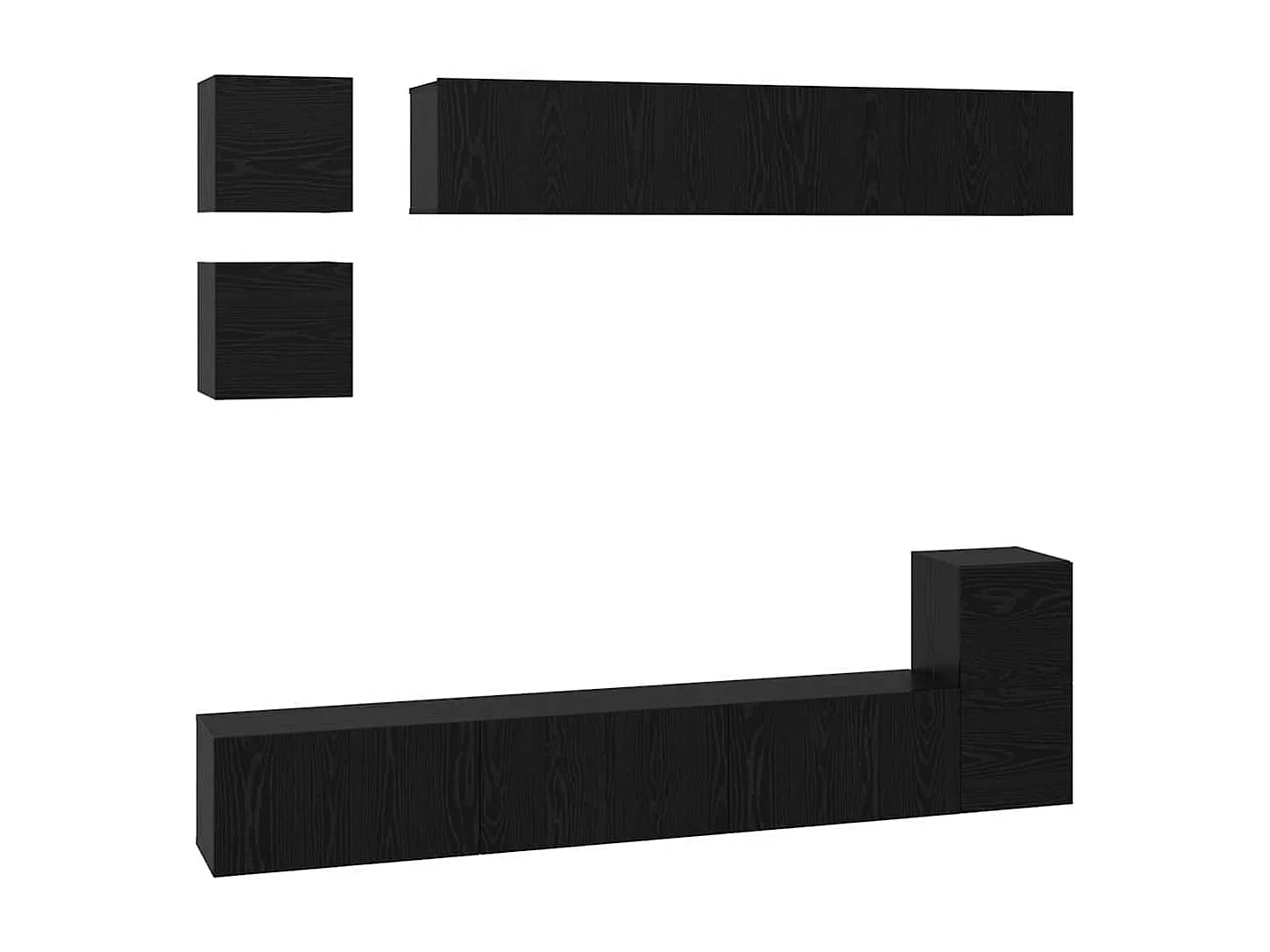 Conjunto de mueble de TV 8 pcs Roble Negro Madera contrachapada
