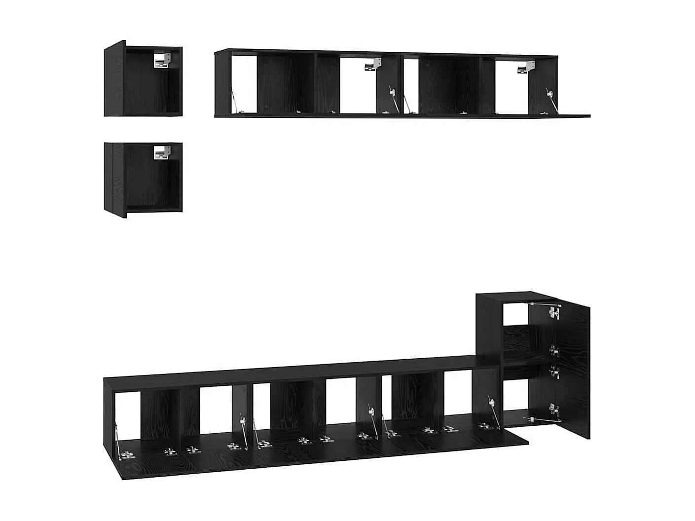 Conjunto de mueble de TV 8 pcs Roble Negro Madera contrachapada