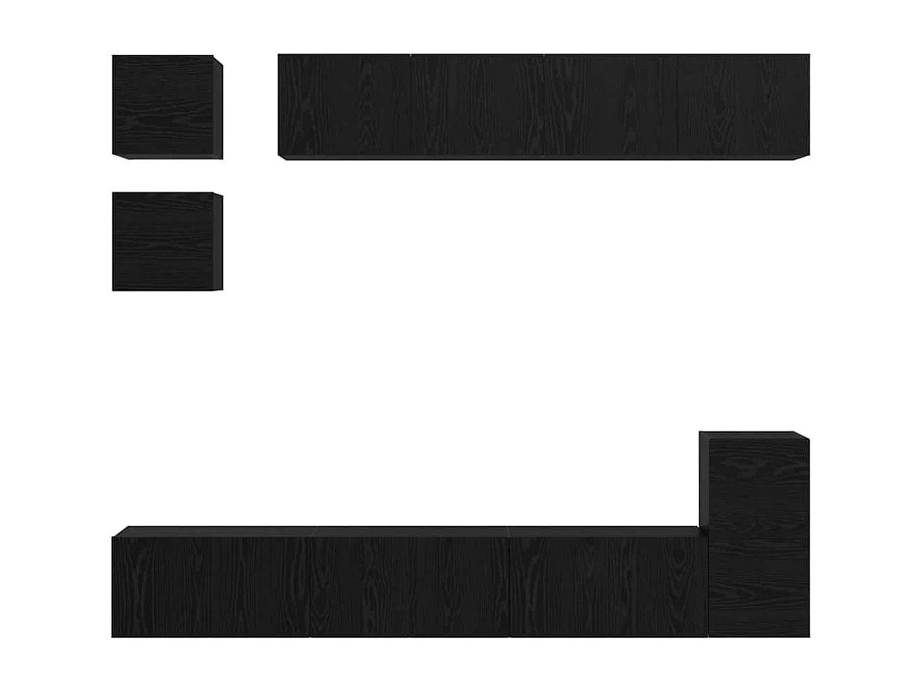 Conjunto de mueble de TV 8 pcs Roble Negro Madera contrachapada