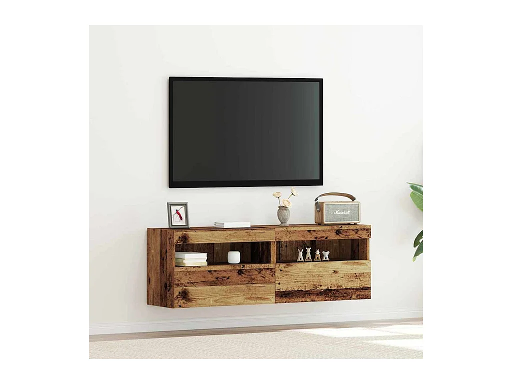 TV Wandkast Oud hout 60 x 30 x 40 cm Bewerkt hout