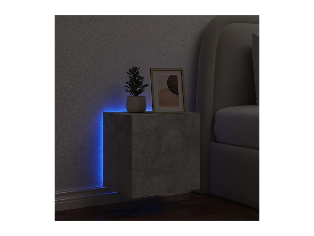 Meuble TV mural avec lumières LED gris béton 40,5x35x40 cm