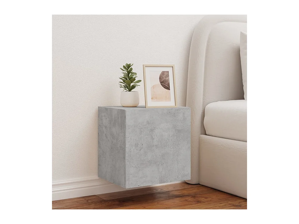 Meuble TV mural avec lumières LED gris béton 40,5x35x40 cm