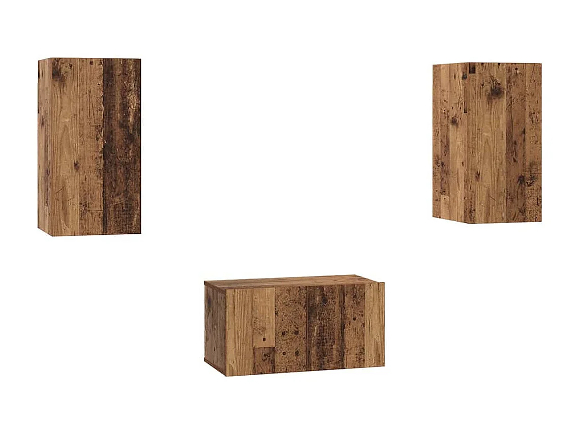 Ensemble meuble TV 3 pièces Bois ancien 60 x 30 x 30 cm