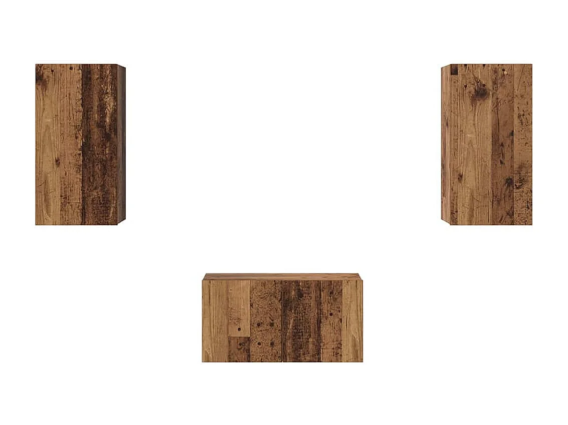 Ensemble meuble TV 3 pièces Bois ancien 60 x 30 x 30 cm