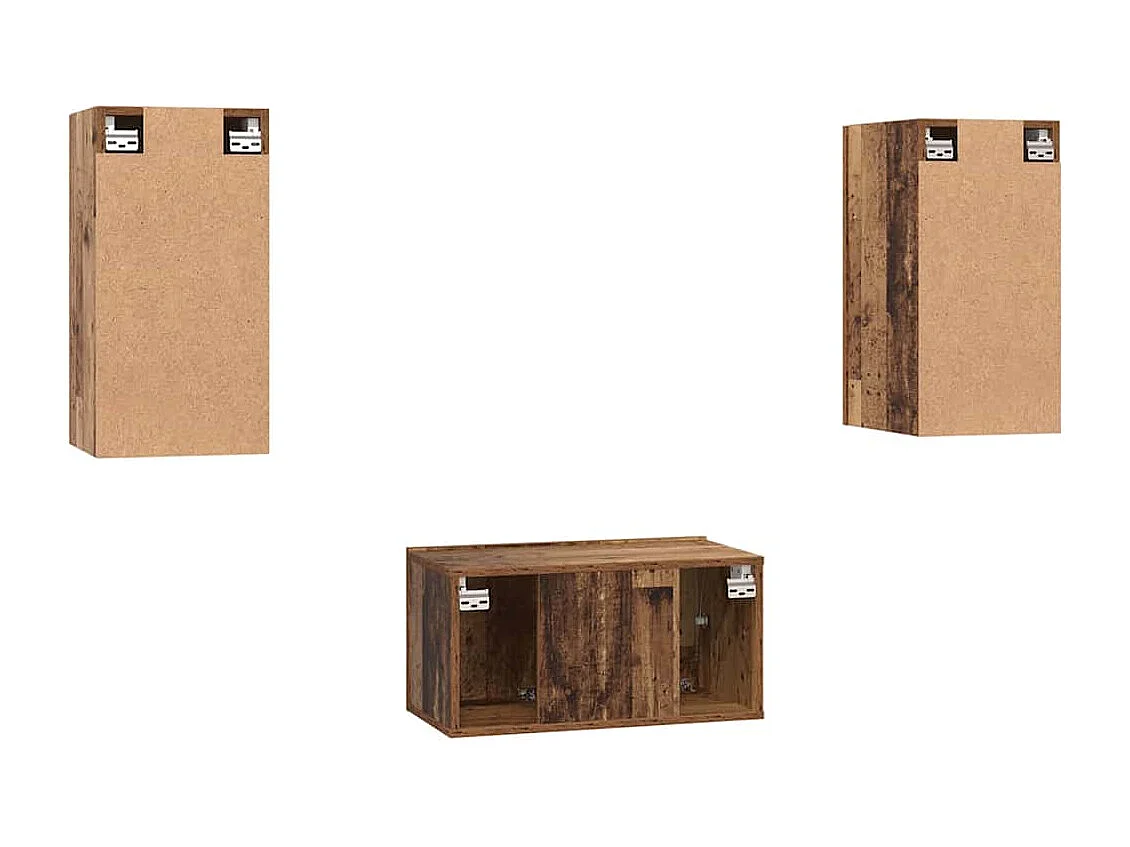 Ensemble meuble TV 3 pièces Bois ancien 60 x 30 x 30 cm