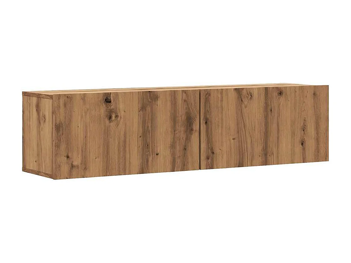 Meuble TV mural chêne artisanal 120x30x30 cm bois d'ingénierie