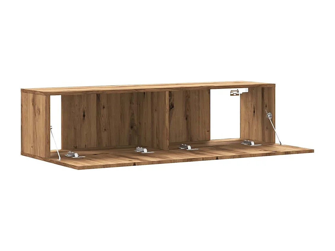 Meuble TV mural chêne artisanal 120x30x30 cm bois d'ingénierie
