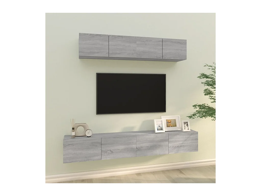 Ensemble de meubles TV 4 pièces Sonoma gris Bois d'ingénierie