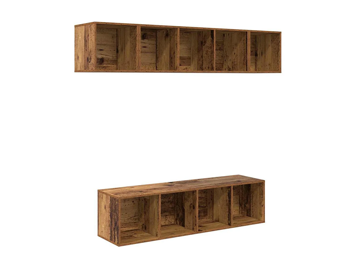 Ensemble meuble TV 4 pièces Bois ancien 37 x 37 x 142.5 cm