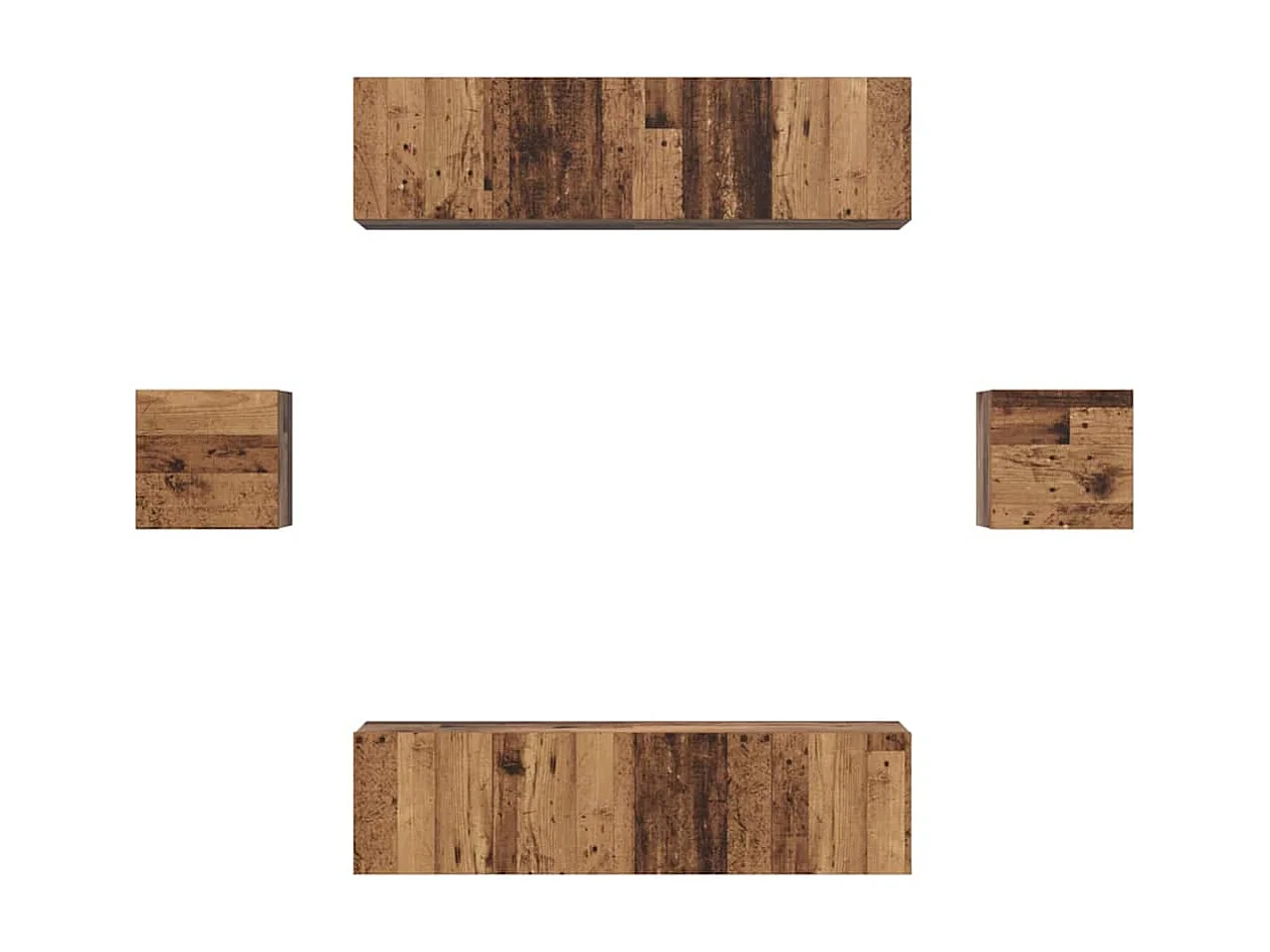 Ensemble meuble TV 6 pièces Bois ancien 60 x 30 x 30 cm