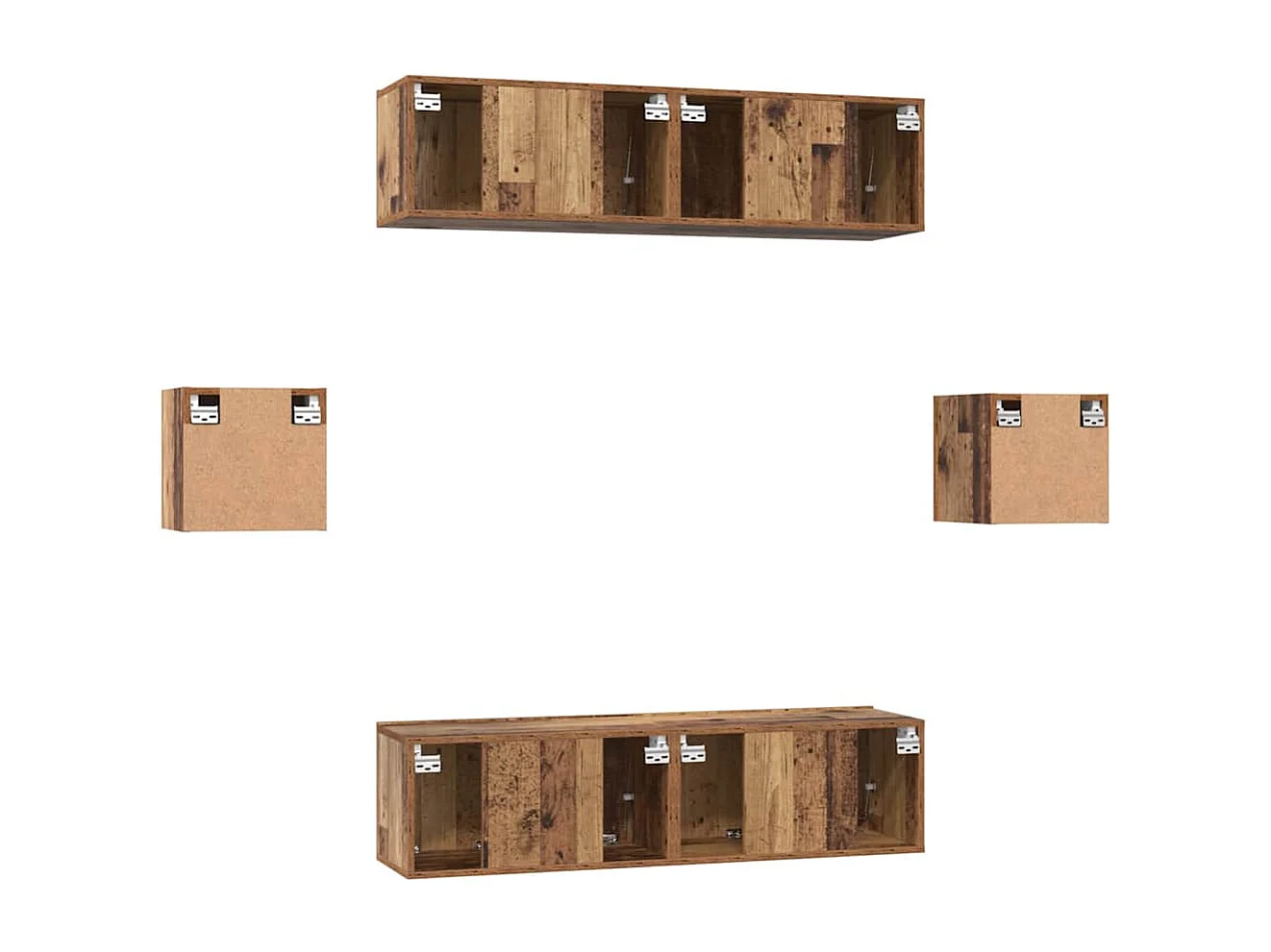 Conjunto de móvel de TV 6 peças Madeira antiga 60 x 30 x 30 cm