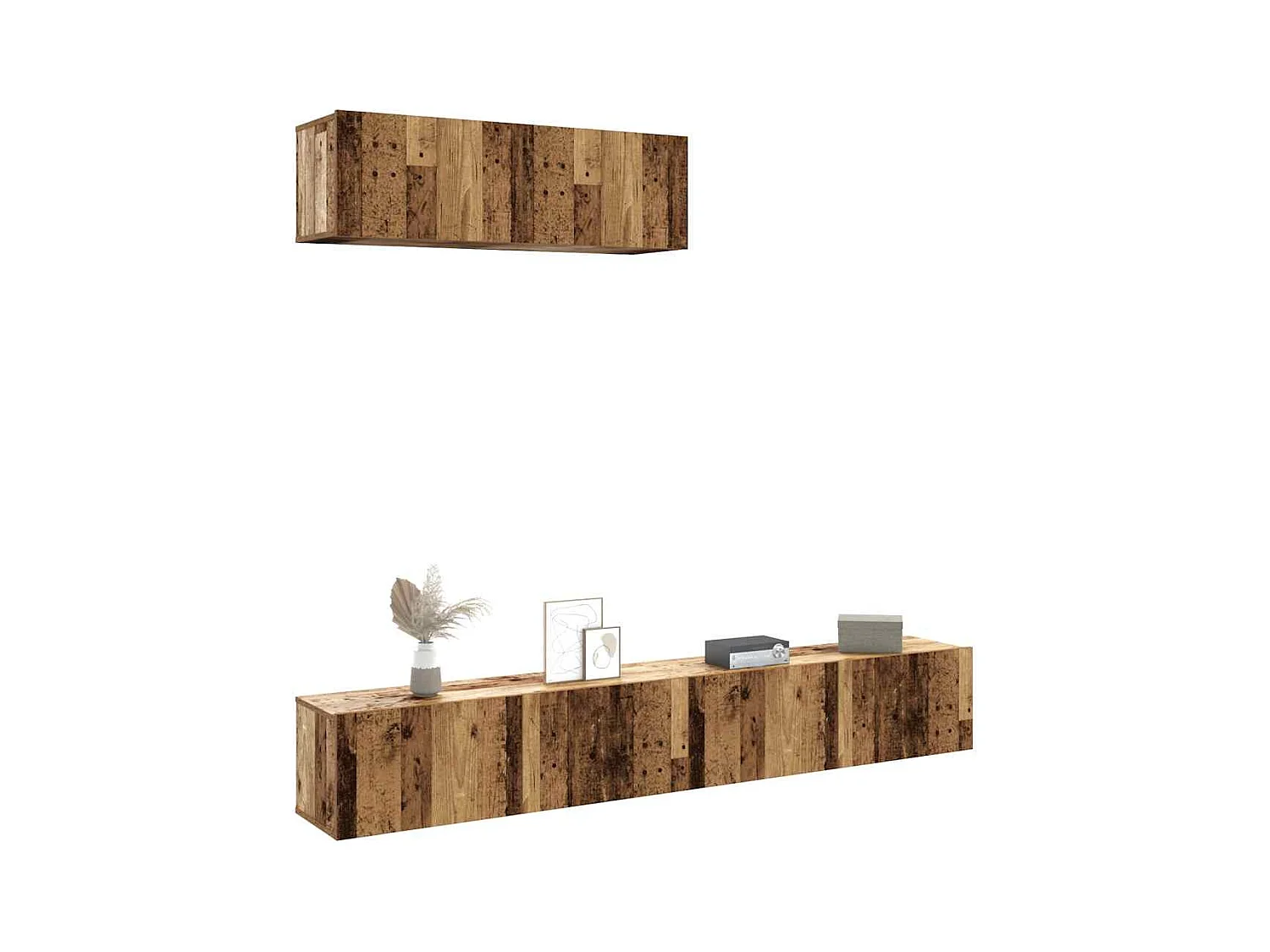 Muebles TV de pared 3 uds madera vieja 100x30x30 cm