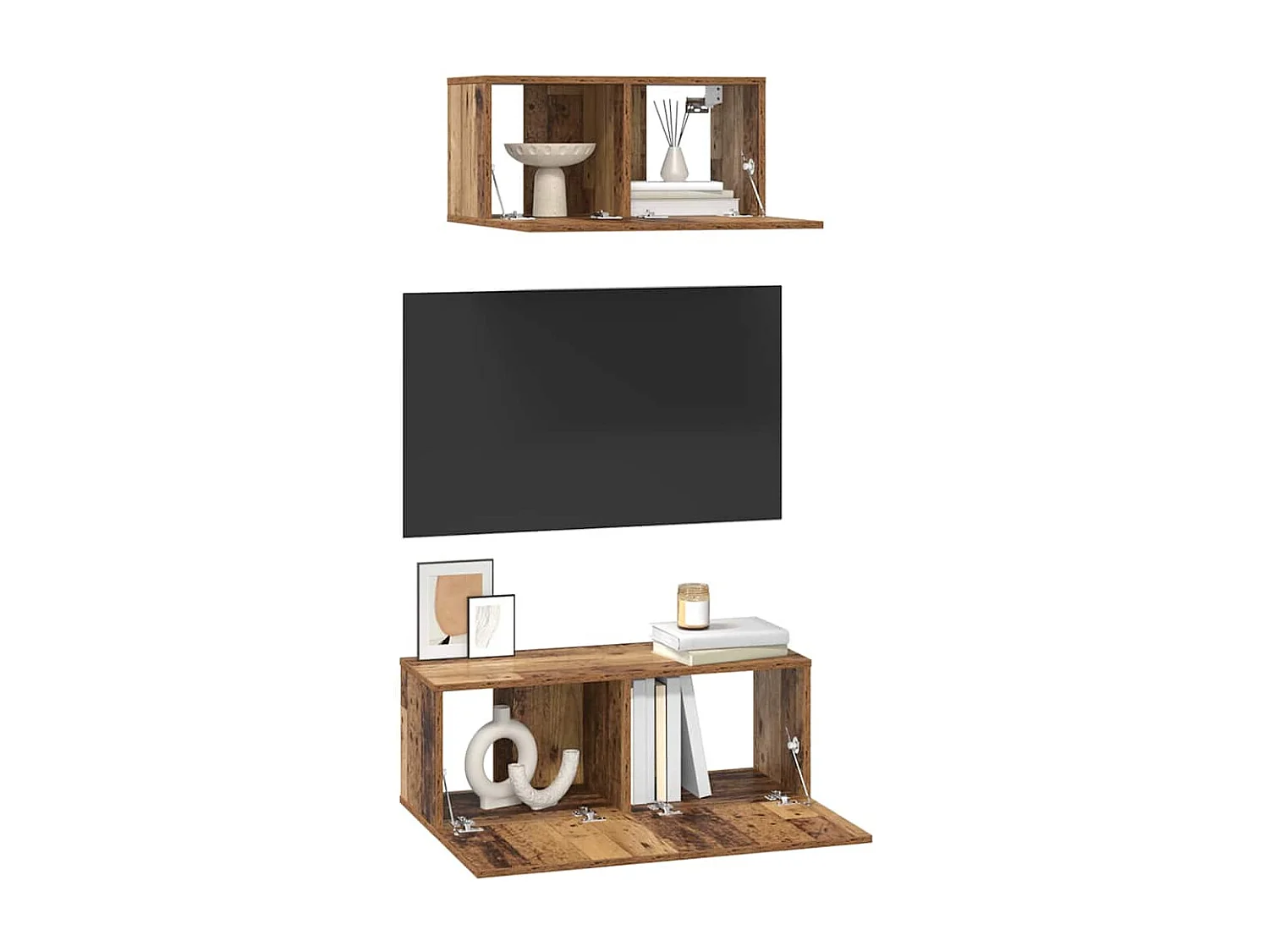 Conjunto de móvel de TV 2 peças Madeira antiga 80 x 30 x 30 cm