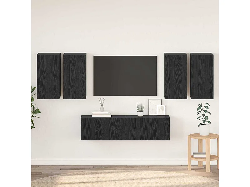 Ensemble meuble TV 6 pièces Chêne noir 60 x 30 x 30 cm