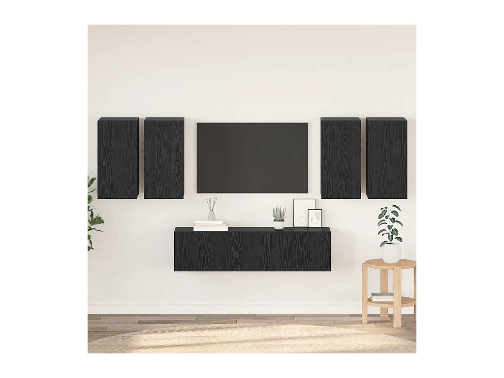 Ensemble meuble TV 6 pièces Chêne noir 60 x 30 x 30 cm