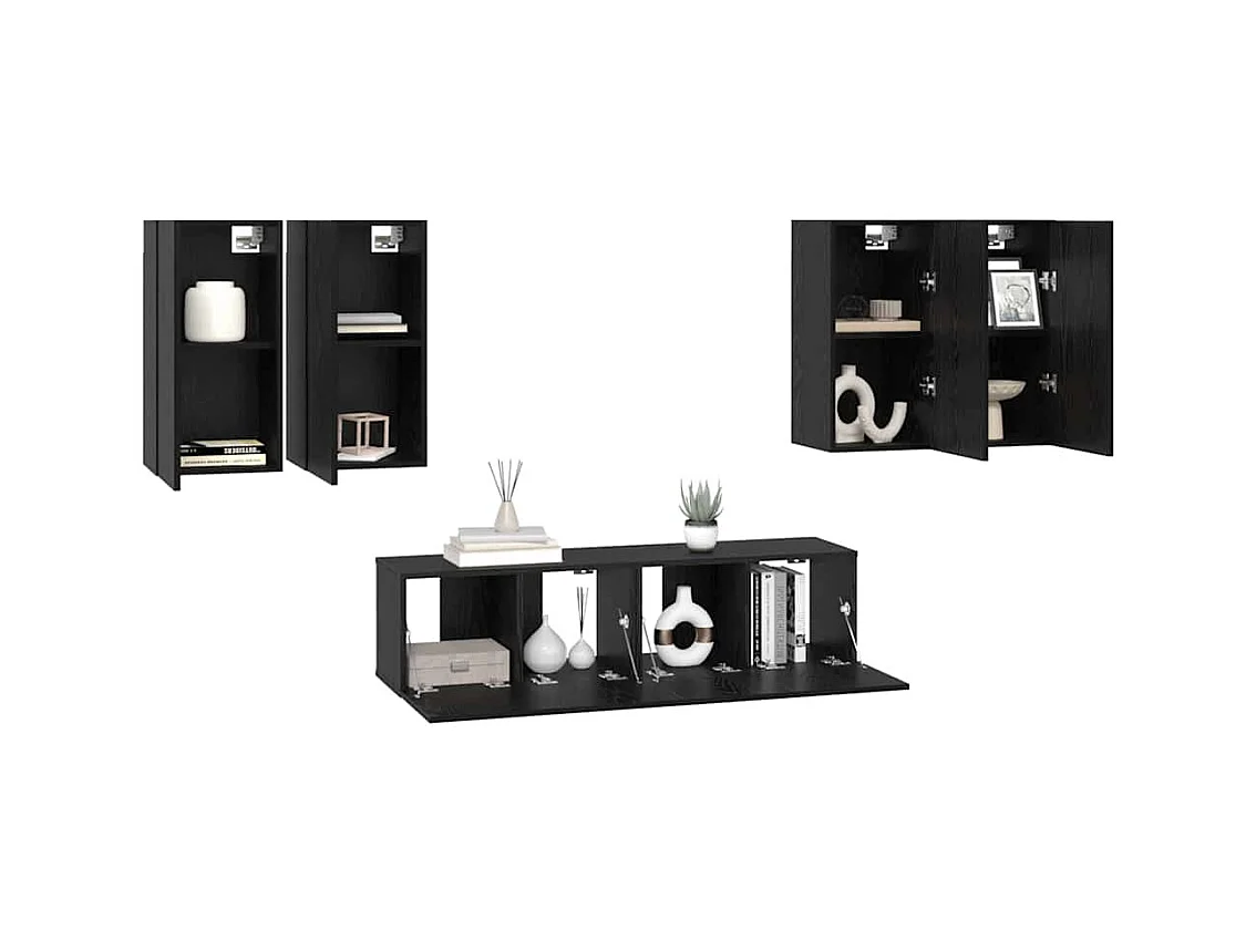 Ensemble meuble TV 6 pièces Chêne noir 60 x 30 x 30 cm